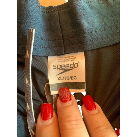 🍒 2/$20 🍒 Speedo Blue Striped Men's Swim Trunks sz XL - Picture 5 of 6